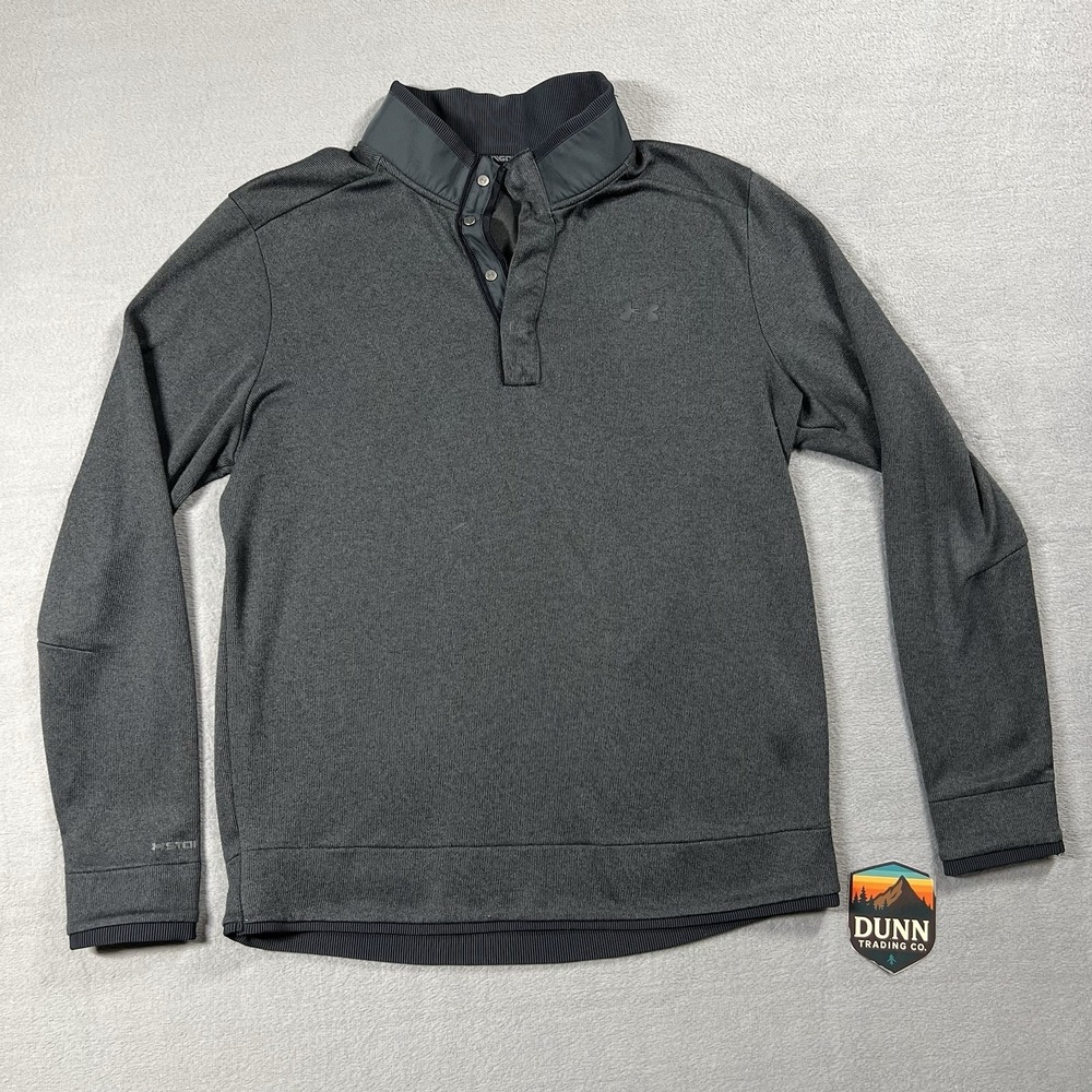 Under Armour Sweater Mens L Gray Henley Golf Storm ColdGear Fleece Snap Pullover